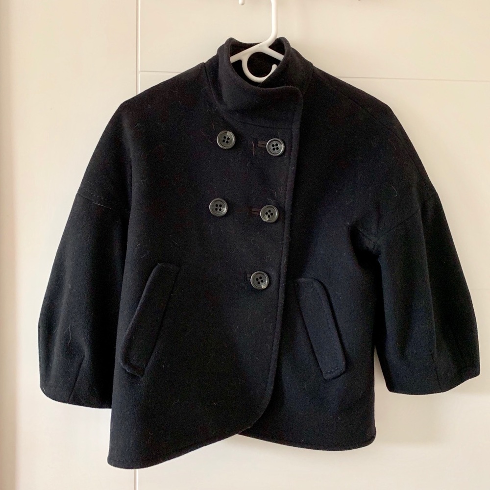 BCBG black short coat double breasted 3/4 sleeves